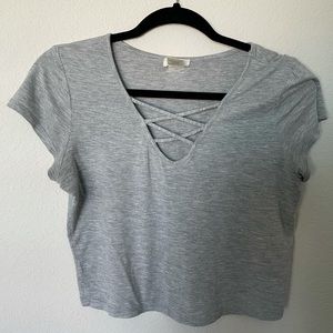 Grey crop shirt